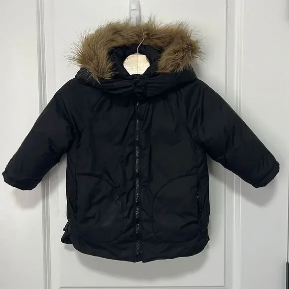 Zara Feather Jacket For Kids WATER-REPELLENT LABELLED COAT Dark
